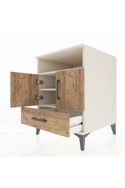 Kronos Komodin 3 Raflı Tek Çekmeceli 2 Kapaklı 60x59x80 Aytaşı-Çam