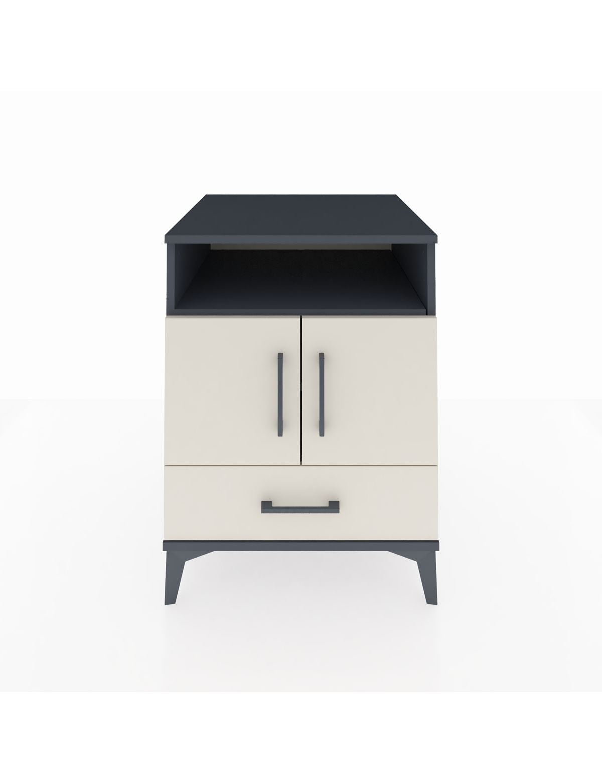 Kronos Komodin 3 Raflı Tek Çekmeceli 2 Kapaklı 60x59x80 Antrasit-Aytaşı