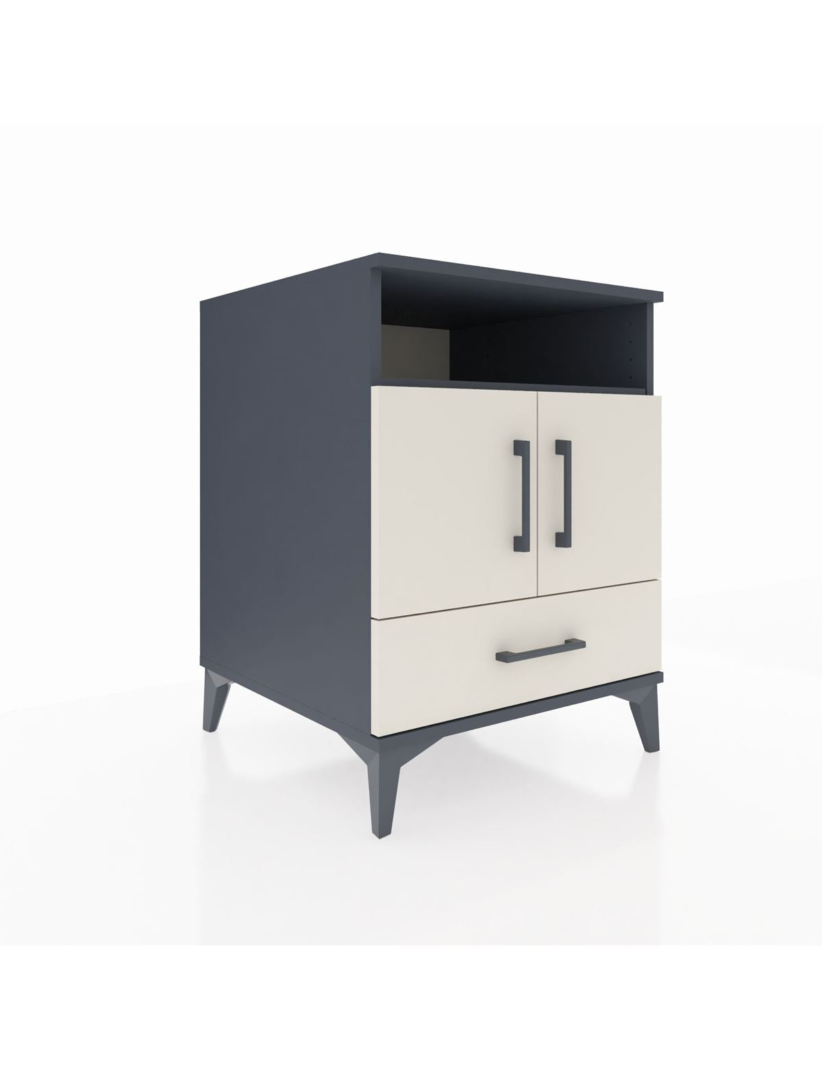 Kronos Komodin 3 Raflı Tek Çekmeceli 2 Kapaklı 60x59x80 Antrasit-Aytaşı