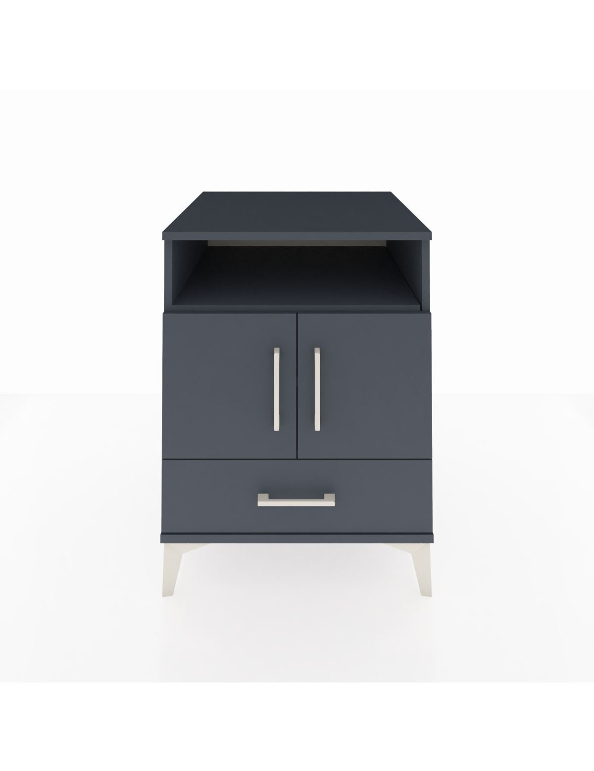 Kronos Komodin 3 Raflı Tek Çekmeceli 2 Kapaklı 60x59x80 Antrasit-Antrasit