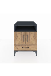 Kronos Komodin 3 Raflı Tek Çekmeceli 2 Kapaklı 60x59x80 Antrasit-Çam