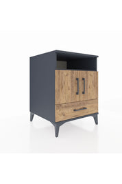 Kronos Komodin 3 Raflı Tek Çekmeceli 2 Kapaklı 60x59x80 Antrasit-Çam