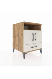 Kronos Komodin 3 Raflı Tek Çekmeceli 2 Kapaklı 60x59x80 Çam-Aytaşı