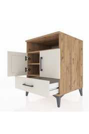 Kronos Komodin 3 Raflı Tek Çekmeceli 2 Kapaklı 60x59x80 Çam-Aytaşı