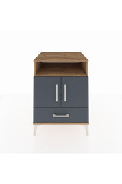 Kronos Komodin 3 Raflı Tek Çekmeceli 2 Kapaklı 60x59x80 Çam-Antrasit