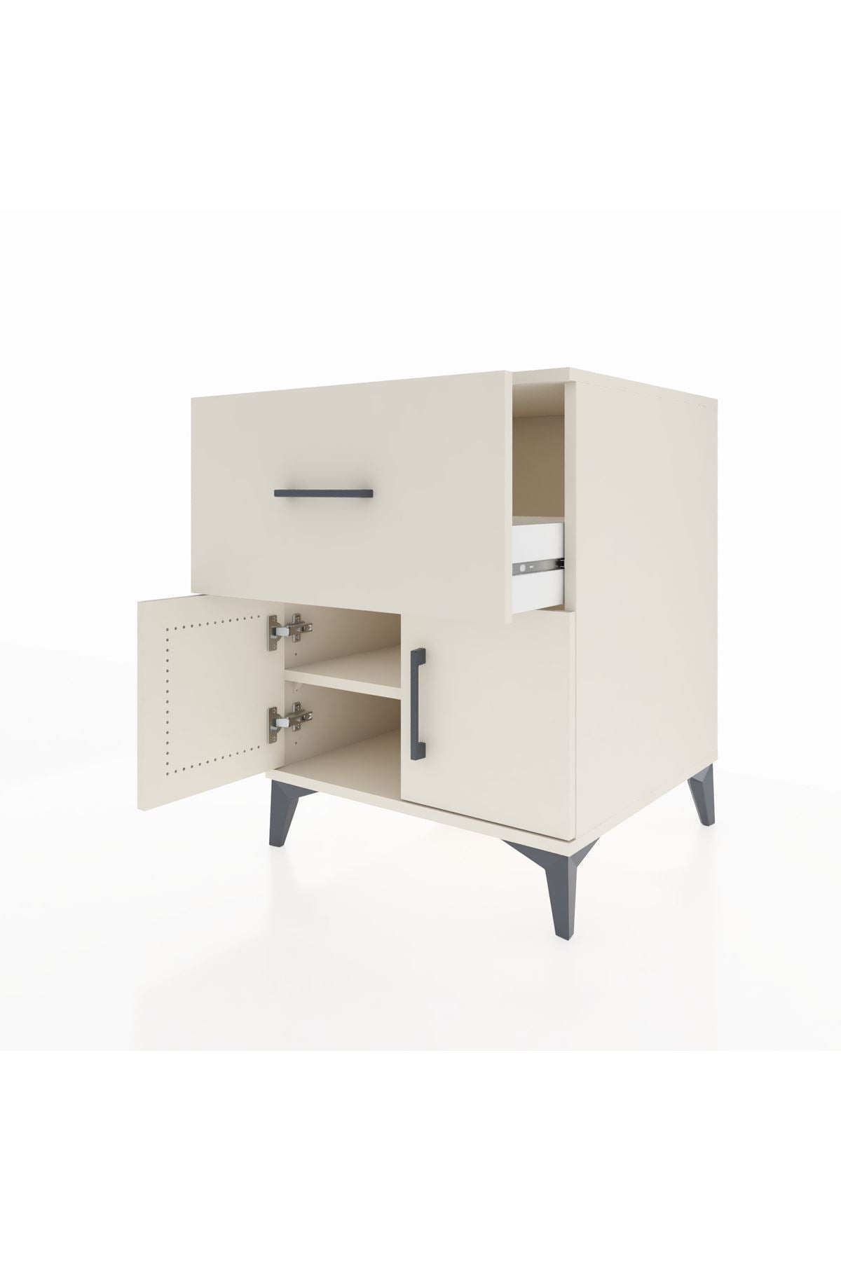 Kronos Komodin Tek Raflı Tek Çekmeceli 2 Kapaklı 60x59x80 Aytaşı-Aytaşı