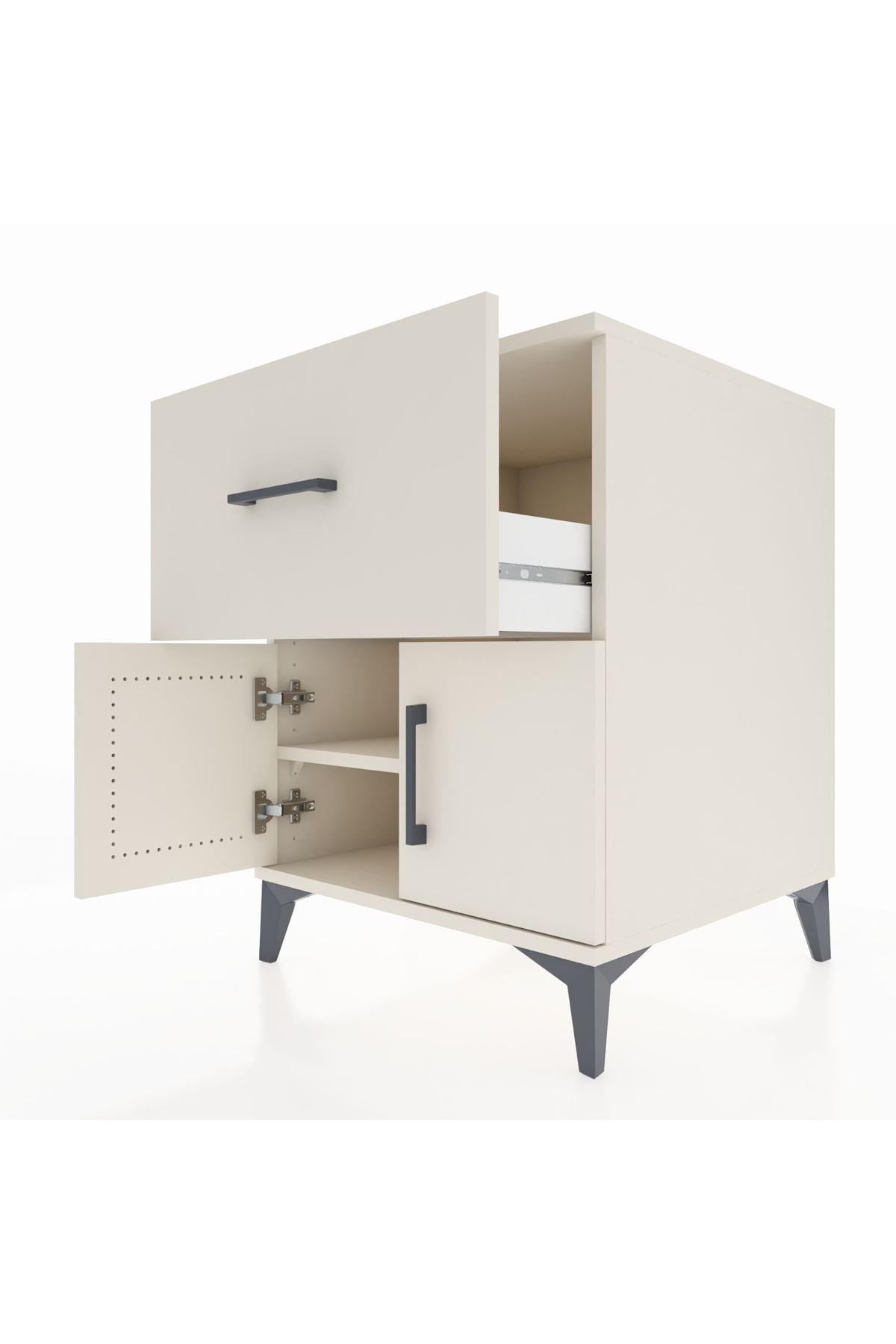 Kronos Komodin Tek Raflı Tek Çekmeceli 2 Kapaklı 60x59x80 Aytaşı-Aytaşı