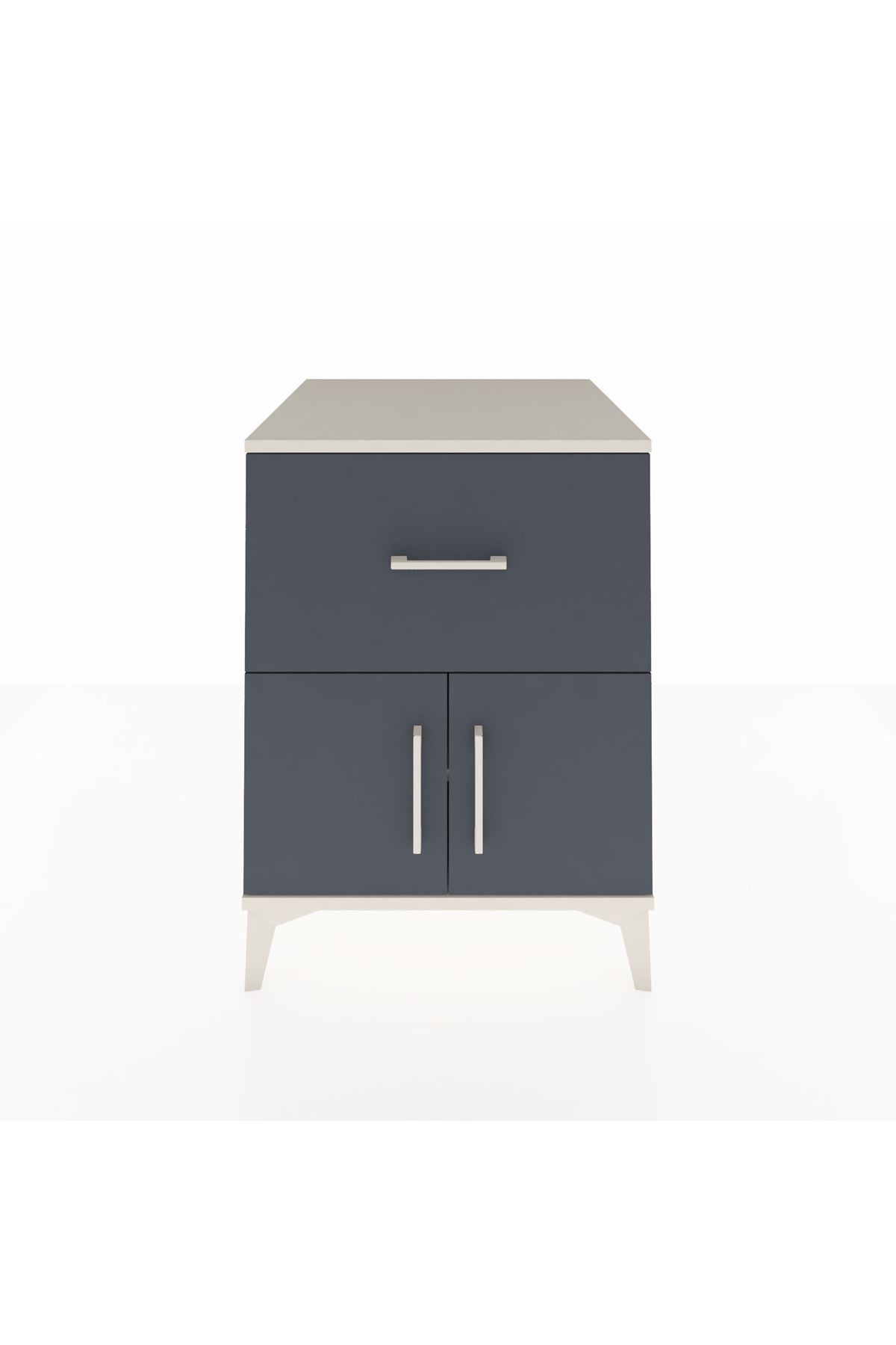 Kronos Komodin Tek Raflı Tek Çekmeceli 2 Kapaklı 60x59x80 Aytaşı-Antrasit