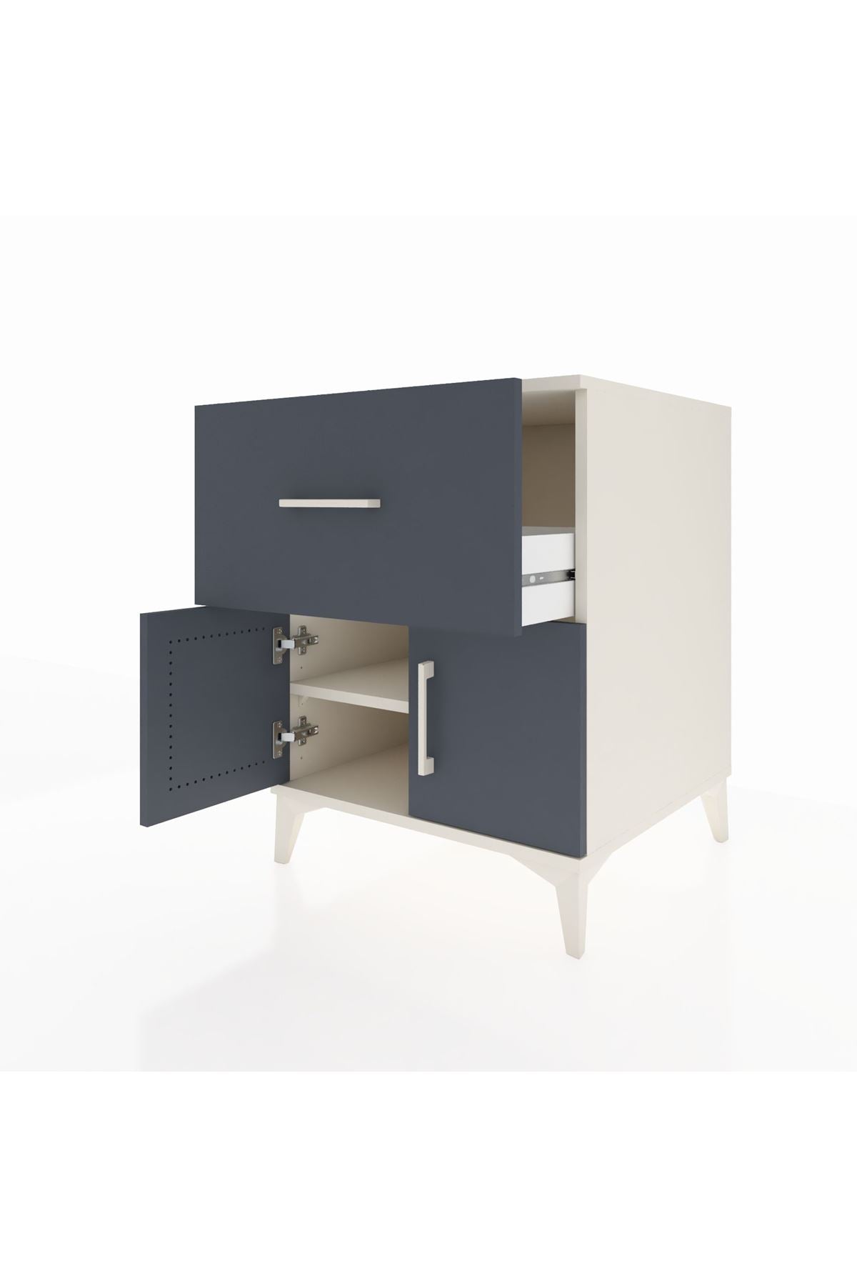 Kronos Komodin Tek Raflı Tek Çekmeceli 2 Kapaklı 60x59x80 Aytaşı-Antrasit