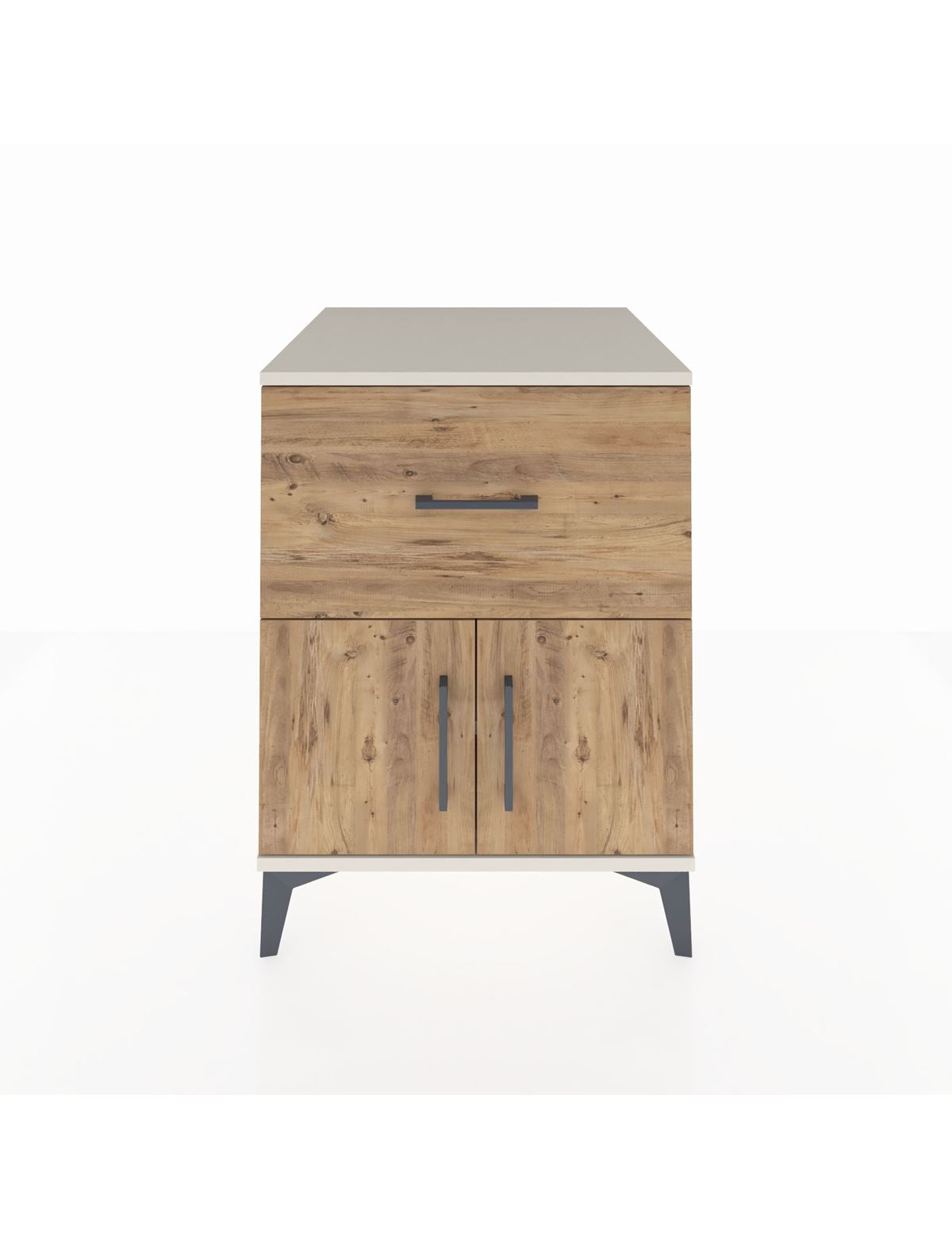 Kronos Komodin Tek Raflı Tek Çekmeceli 2 Kapaklı 60x59x80 Aytaşı-Çam