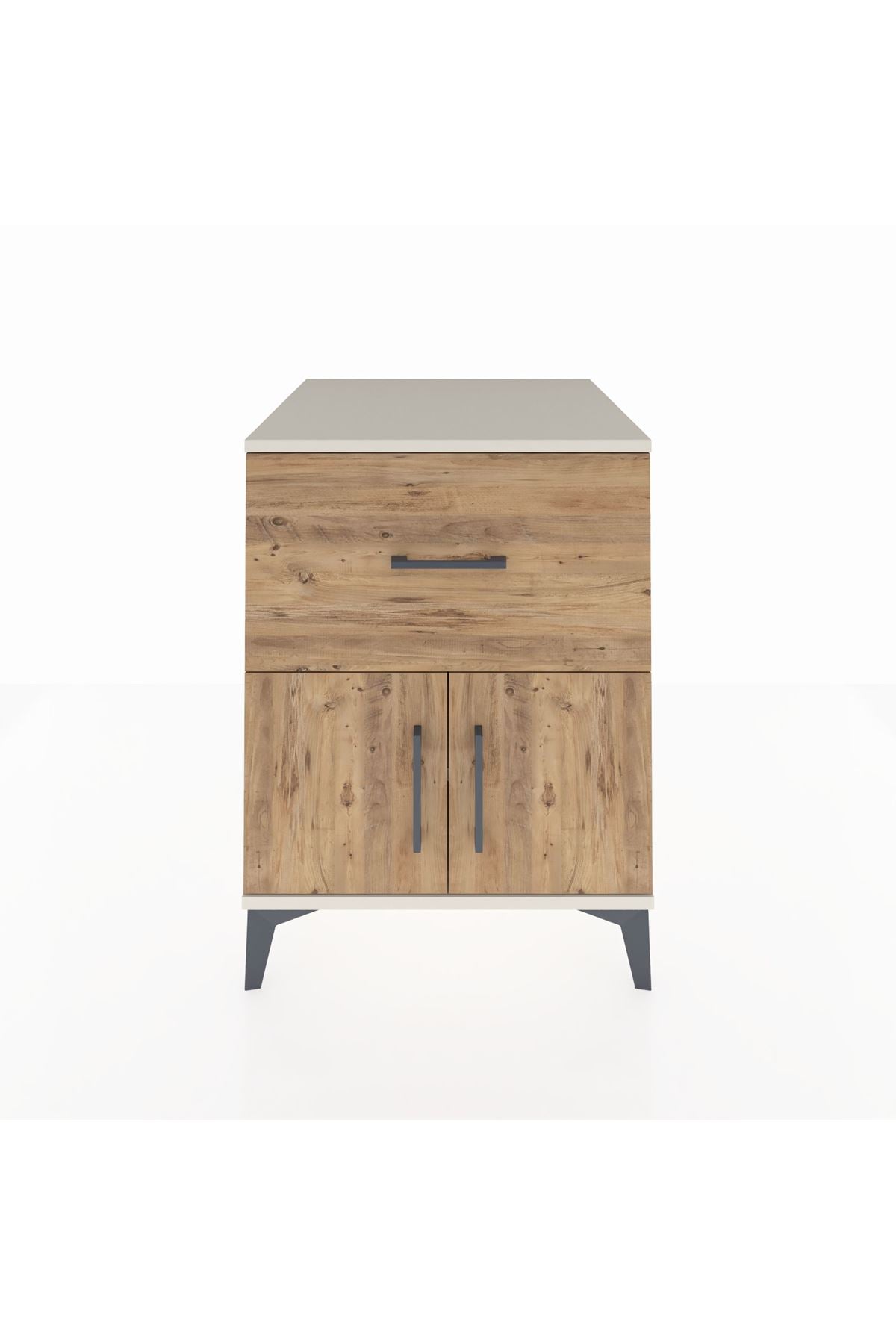 Kronos Komodin Tek Raflı Tek Çekmeceli 2 Kapaklı 60x59x80 Aytaşı-Çam