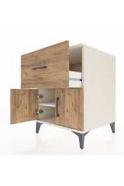 Kronos Komodin Tek Raflı Tek Çekmeceli 2 Kapaklı 60x59x80 Aytaşı-Çam