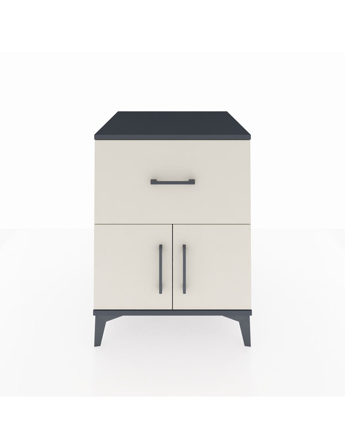 Kronos Komodin Tek Raflı Tek Çekmeceli 2 Kapaklı 60x59x80 Antrasit-Aytaşı