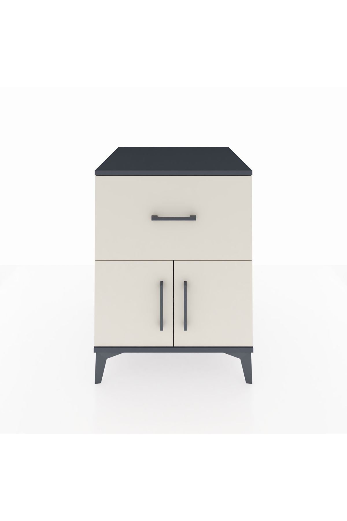 Kronos Komodin Tek Raflı Tek Çekmeceli 2 Kapaklı 60x59x80 Antrasit-Aytaşı