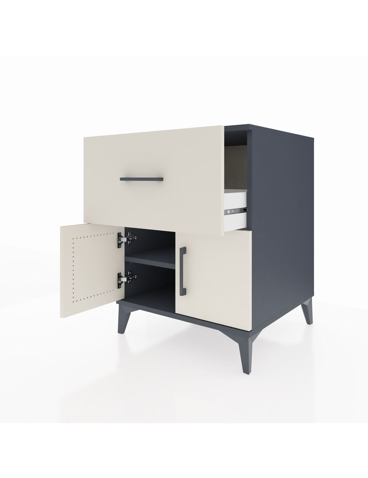 Kronos Komodin Tek Raflı Tek Çekmeceli 2 Kapaklı 60x59x80 - S79M018V4C