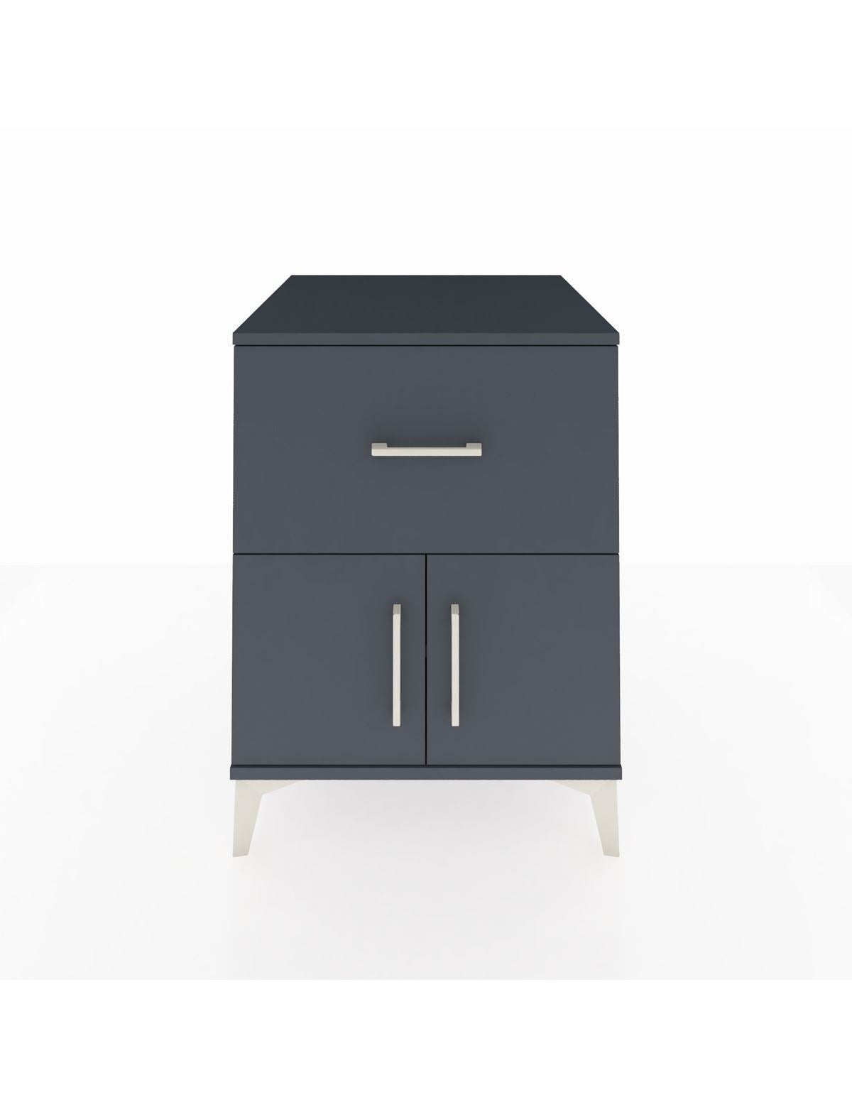 Kronos Komodin Tek Raflı Tek Çekmeceli 2 Kapaklı 60x59x80 Antrasit-Antrasit