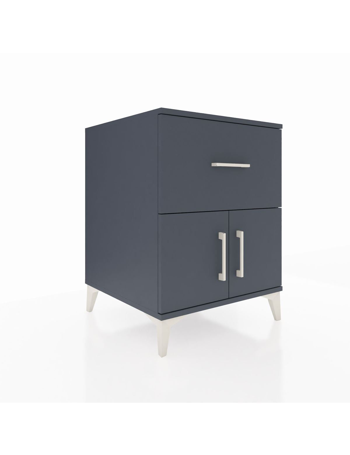 Kronos Komodin Tek Raflı Tek Çekmeceli 2 Kapaklı 60x59x80 Antrasit-Antrasit