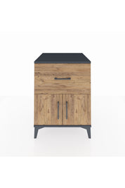 Kronos Komodin Tek Raflı Tek Çekmeceli 2 Kapaklı 60x59x80 Antrasit-Çam