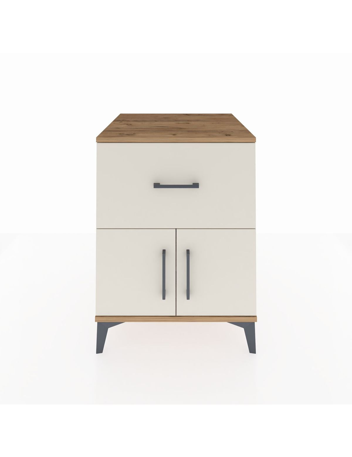 Kronos Komodin Tek Raflı Tek Çekmeceli 2 Kapaklı 60x59x80 Çam-Aytaşı