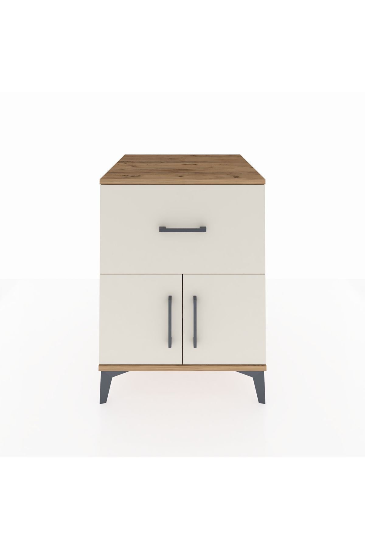 Kronos Komodin Tek Raflı Tek Çekmeceli 2 Kapaklı 60x59x80 Çam-Aytaşı