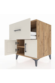 Kronos Komodin Tek Raflı Tek Çekmeceli 2 Kapaklı 60x59x80 Çam-Aytaşı