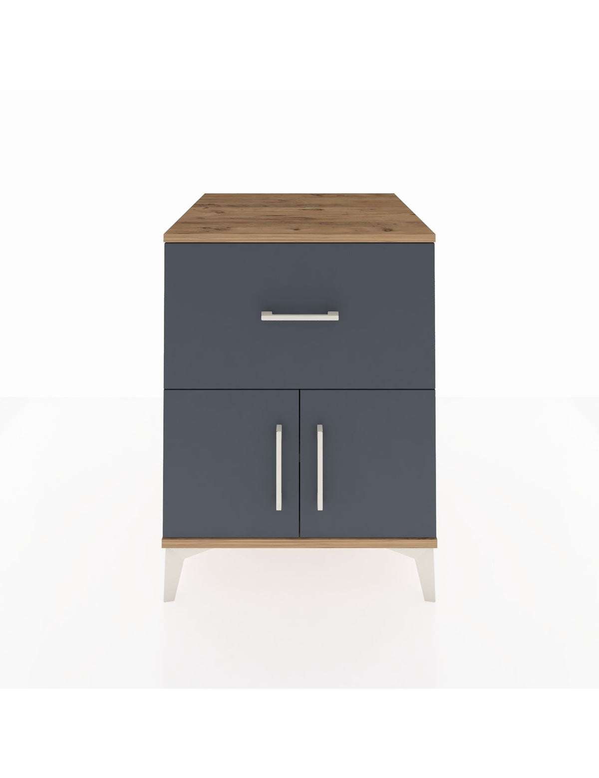 Kronos Komodin Tek Raflı Tek Çekmeceli 2 Kapaklı 60x59x80 Çam-Antrasit