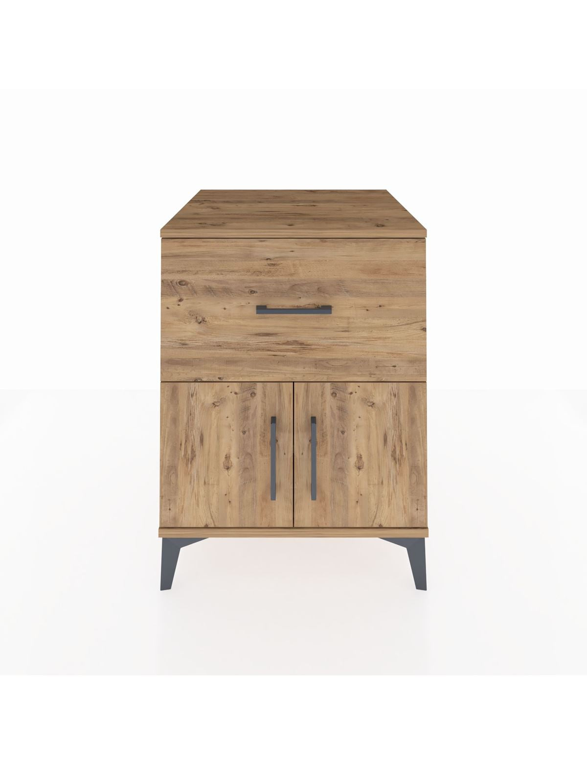 Kronos Komodin Tek Raflı Tek Çekmeceli 2 Kapaklı 60x59x80 Çam-Çam