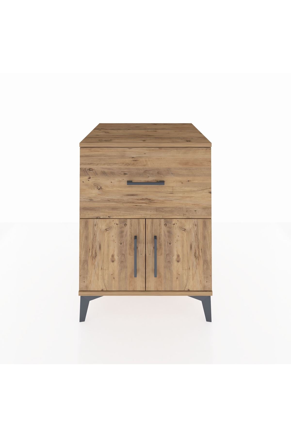 Kronos Komodin Tek Raflı Tek Çekmeceli 2 Kapaklı 60x59x80 Çam-Çam