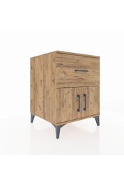 Kronos Komodin Tek Raflı Tek Çekmeceli 2 Kapaklı 60x59x80 Çam-Çam