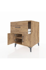 Kronos Komodin Tek Raflı Tek Çekmeceli 2 Kapaklı 60x59x80 Çam-Çam