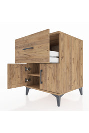 Kronos Komodin Tek Raflı Tek Çekmeceli 2 Kapaklı 60x59x80 Çam-Çam