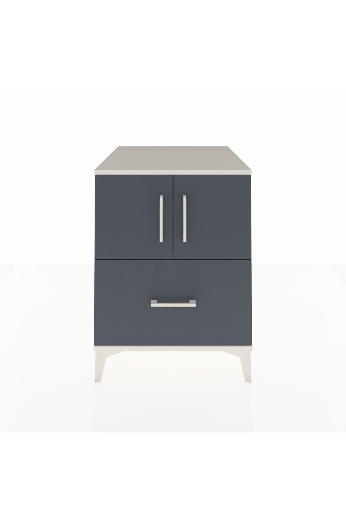 Kronos Komodin 2 Raflı Tek Çekmeceli 2 Kapaklı 60x59x80 Aytaşı-Antrasit