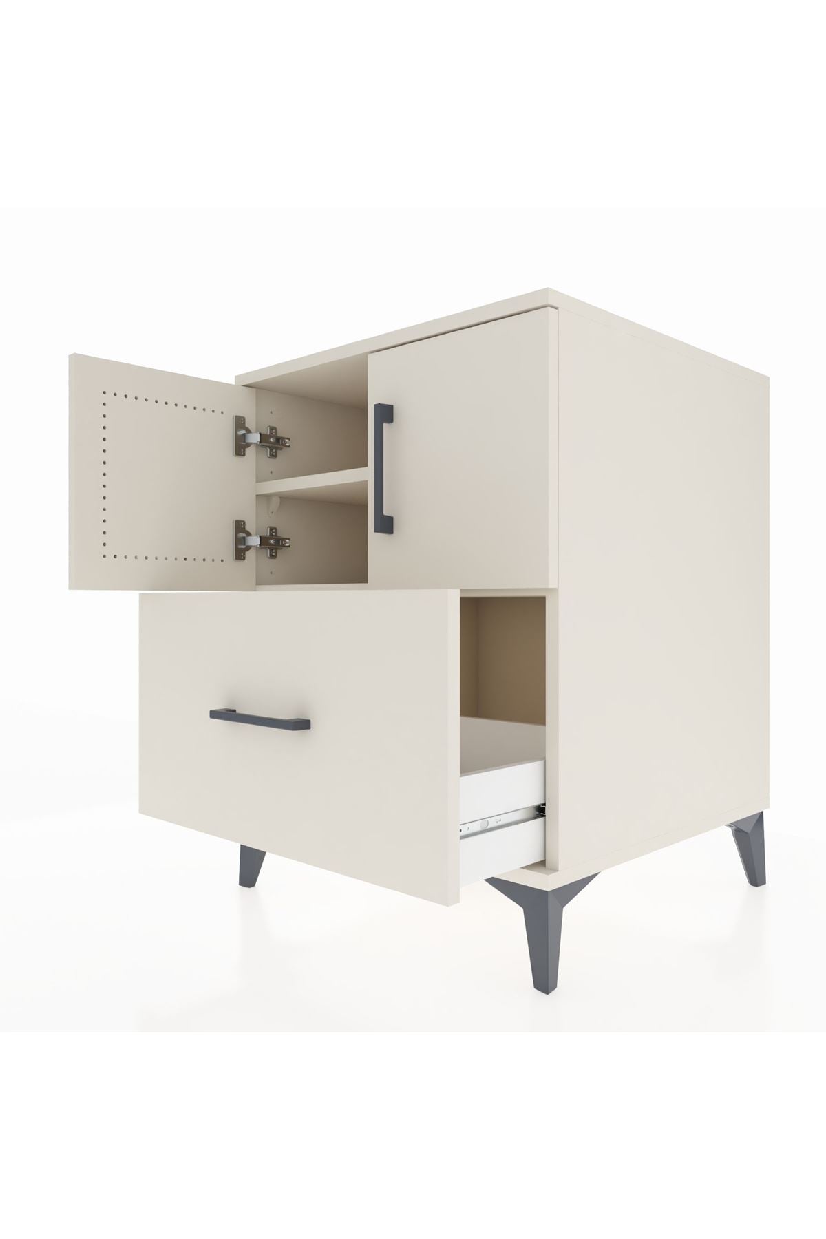 Kronos Komodin 2 Raflı Tek Çekmeceli 2 Kapaklı 60x59x80 Aytaşı-Aytaşı