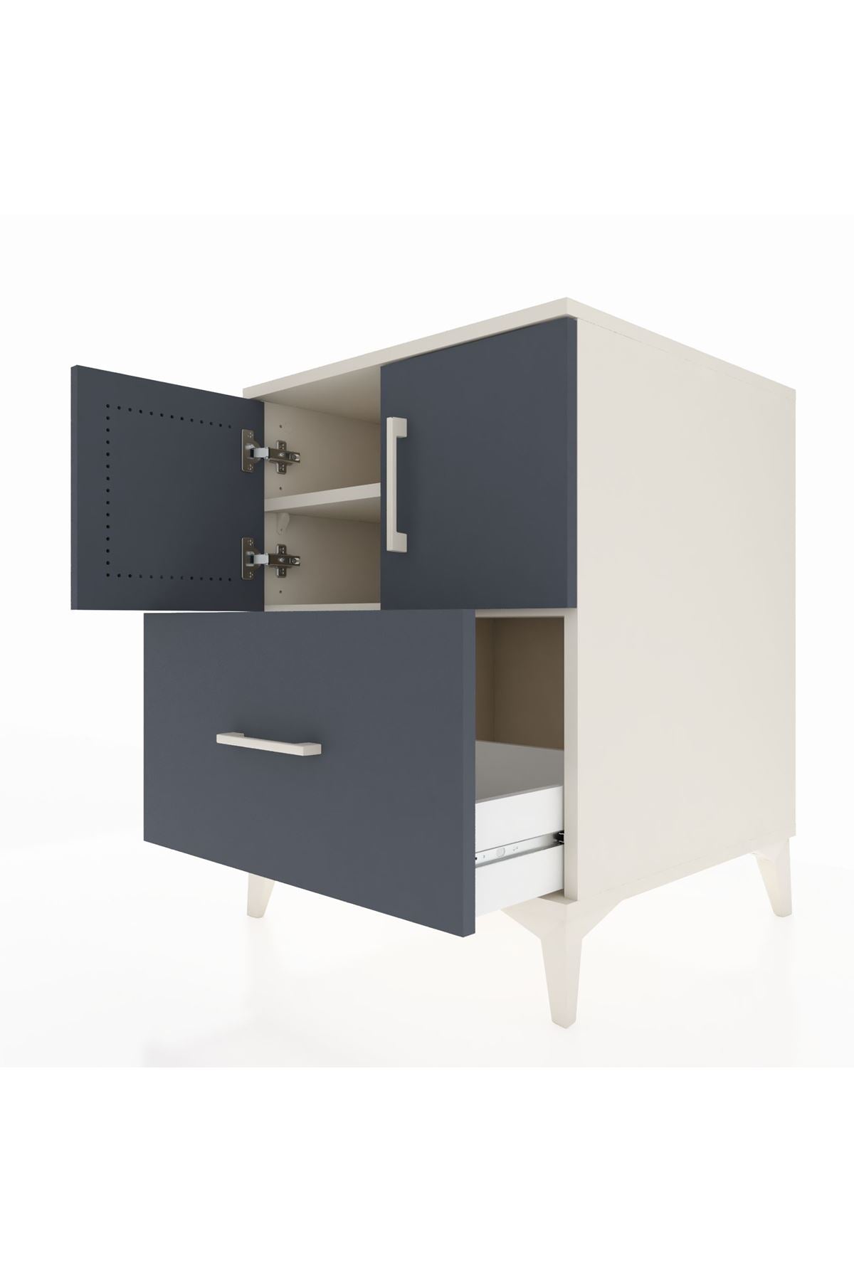 Kronos Komodin 2 Raflı Tek Çekmeceli 2 Kapaklı 60x59x80 Aytaşı-Antrasit