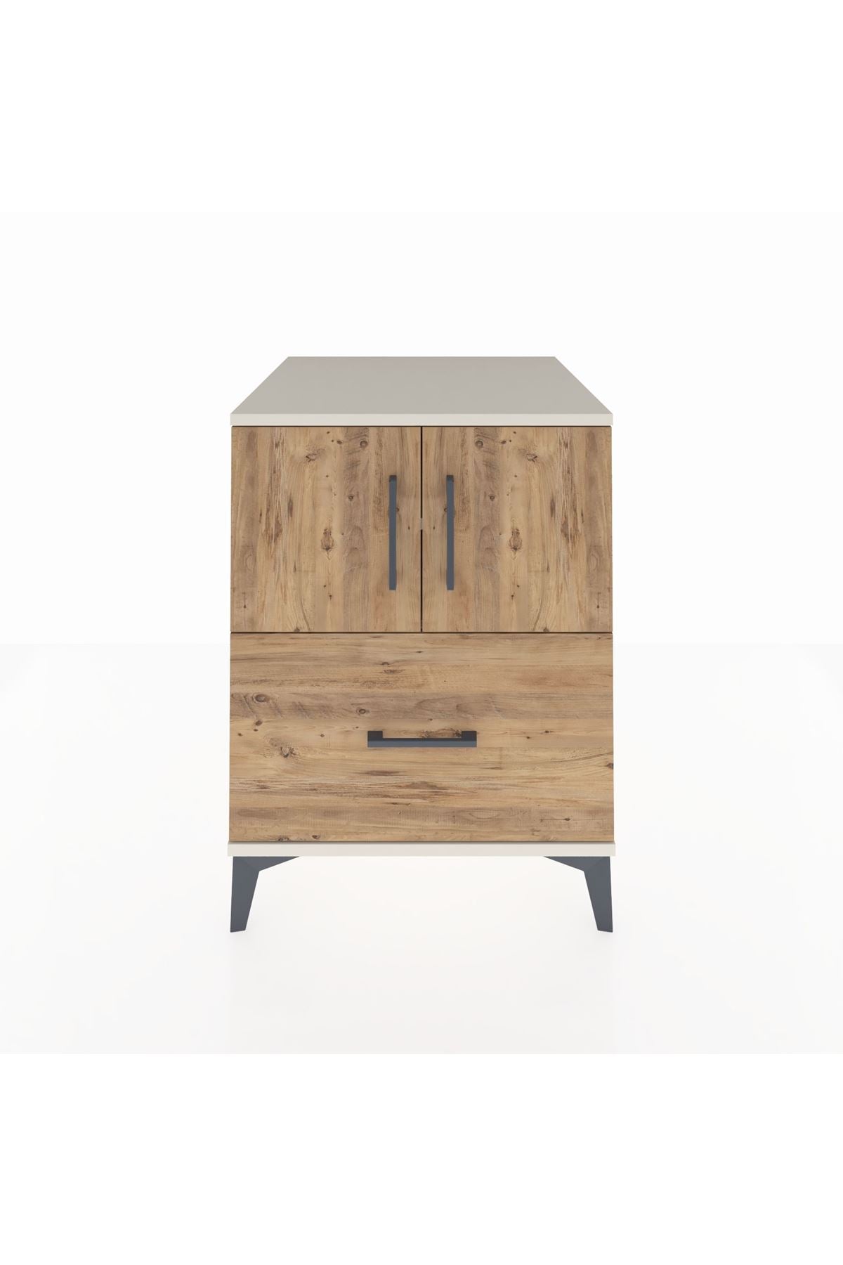 Kronos Komodin 2 Raflı Tek Çekmeceli 2 Kapaklı 60x59x80 Aytaşı-Çam