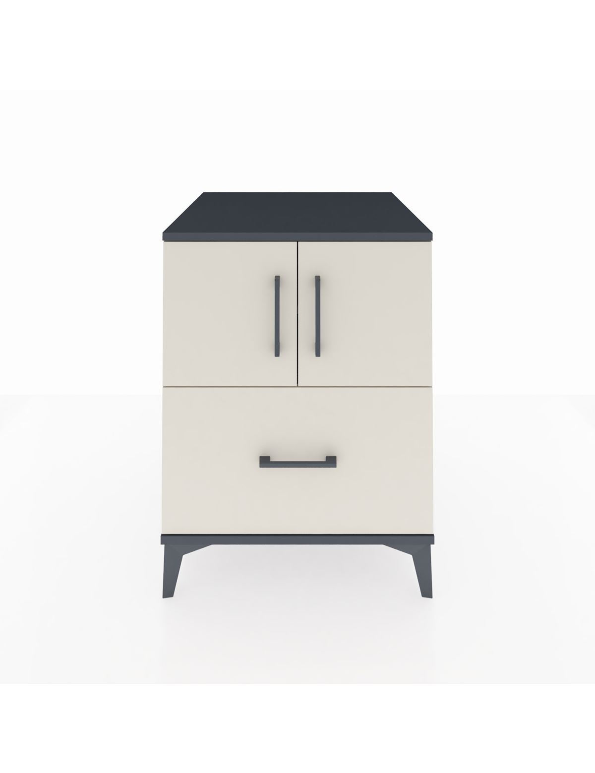 Kronos Komodin 2 Raflı Tek Çekmeceli 2 Kapaklı 60x59x80 Antrasit-Aytaşı