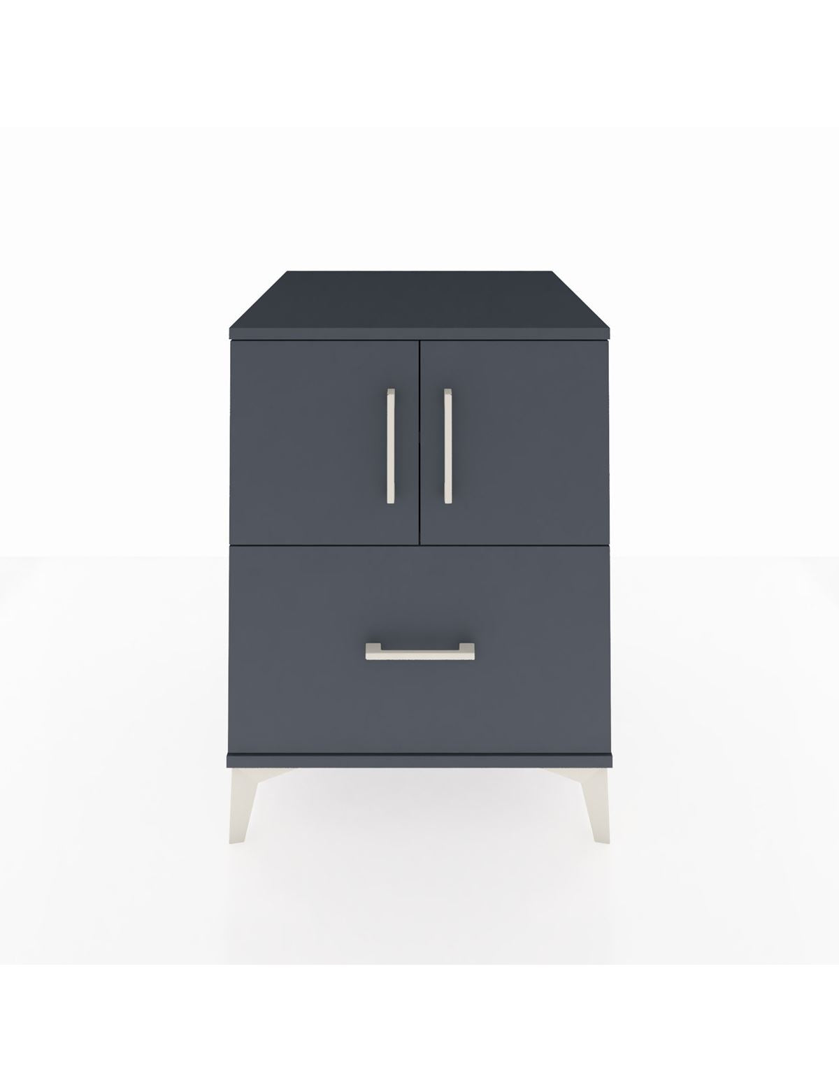 Kronos Komodin 2 Raflı Tek Çekmeceli 2 Kapaklı 60x59x80 Antrasit-Antrasit