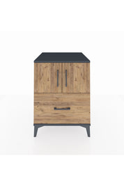 Kronos Komodin 2 Raflı Tek Çekmeceli 2 Kapaklı 60x59x80 Antrasit-Çam