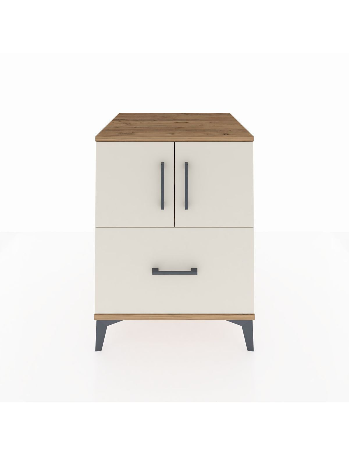 Kronos Komodin 2 Raflı Tek Çekmeceli 2 Kapaklı 60x59x80 Çam-Aytaşı