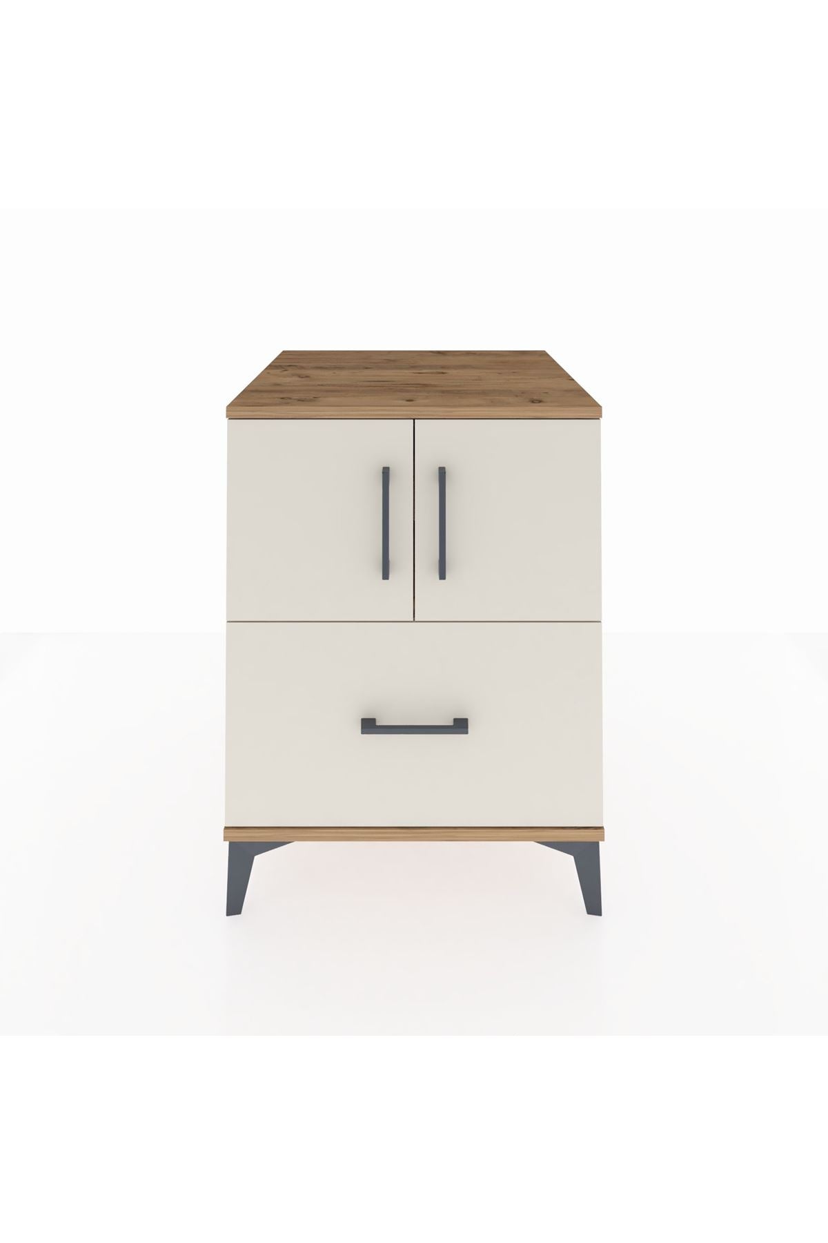 Kronos Komodin 2 Raflı Tek Çekmeceli 2 Kapaklı 60x59x80 Çam-Aytaşı