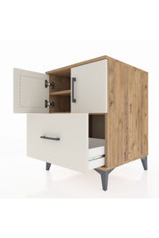 Kronos Komodin 2 Raflı Tek Çekmeceli 2 Kapaklı 60x59x80 Çam-Aytaşı