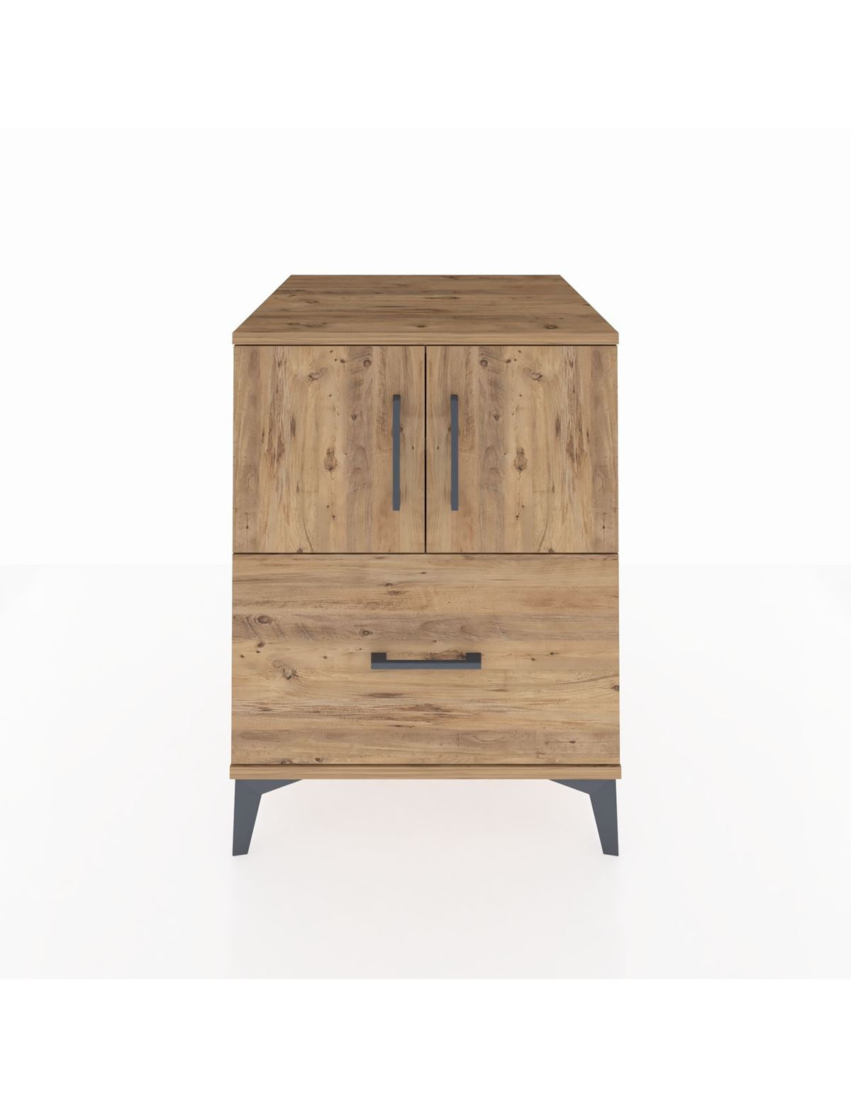 Kronos Komodin 2 Raflı Tek Çekmeceli 2 Kapaklı 60x59x80 Çam-Çam