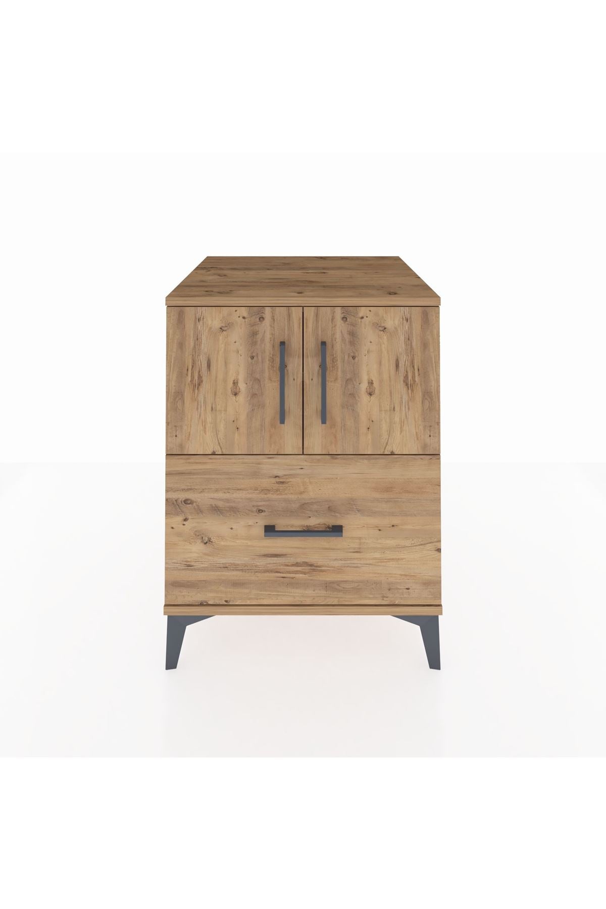 Kronos Komodin 2 Raflı Tek Çekmeceli 2 Kapaklı 60x59x80 Çam-Çam