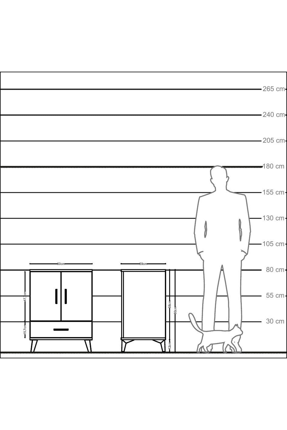 Kronos Komodin 2 Raflı Tek Çekmeceli 2 Kapaklı 60x59x80 Aytaşı-Aytaşı
