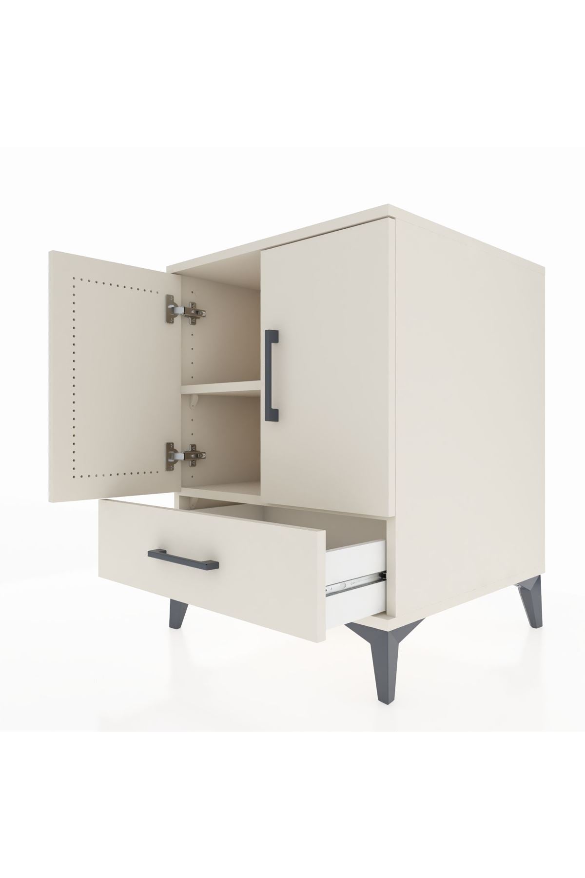 Kronos Komodin 2 Raflı Tek Çekmeceli 2 Kapaklı 60x59x80 Aytaşı-Aytaşı