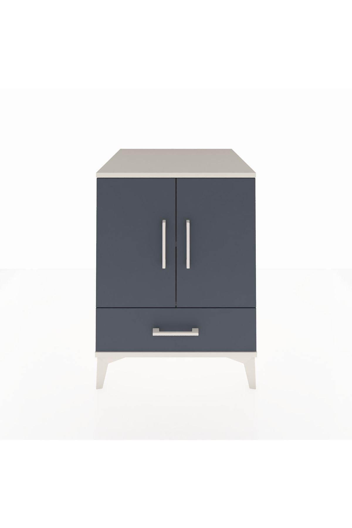 Kronos Komodin 2 Raflı Tek Çekmeceli 2 Kapaklı 60x59x80 Aytaşı-Antrasit