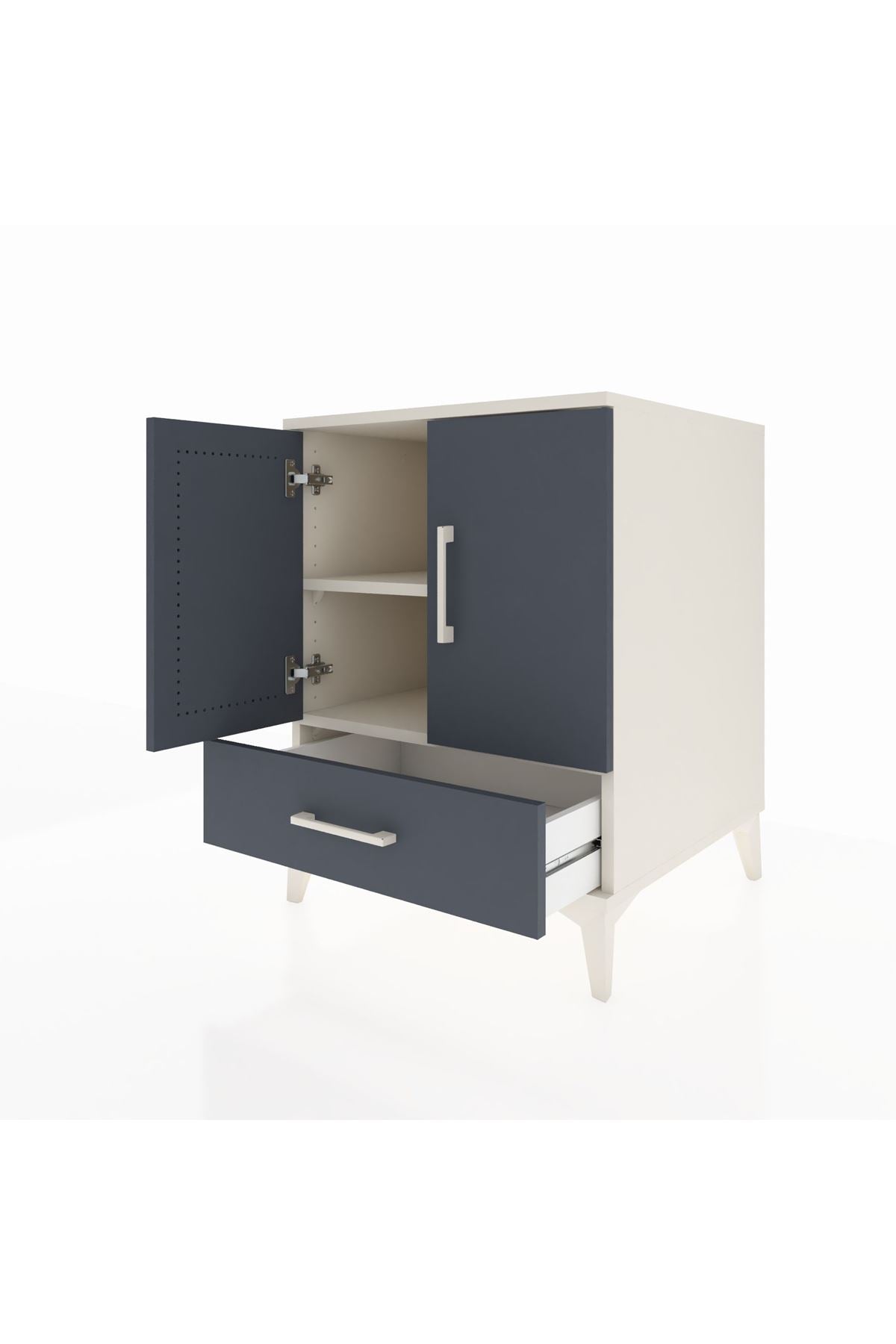 Kronos Komodin 2 Raflı Tek Çekmeceli 2 Kapaklı 60x59x80 Aytaşı-Antrasit