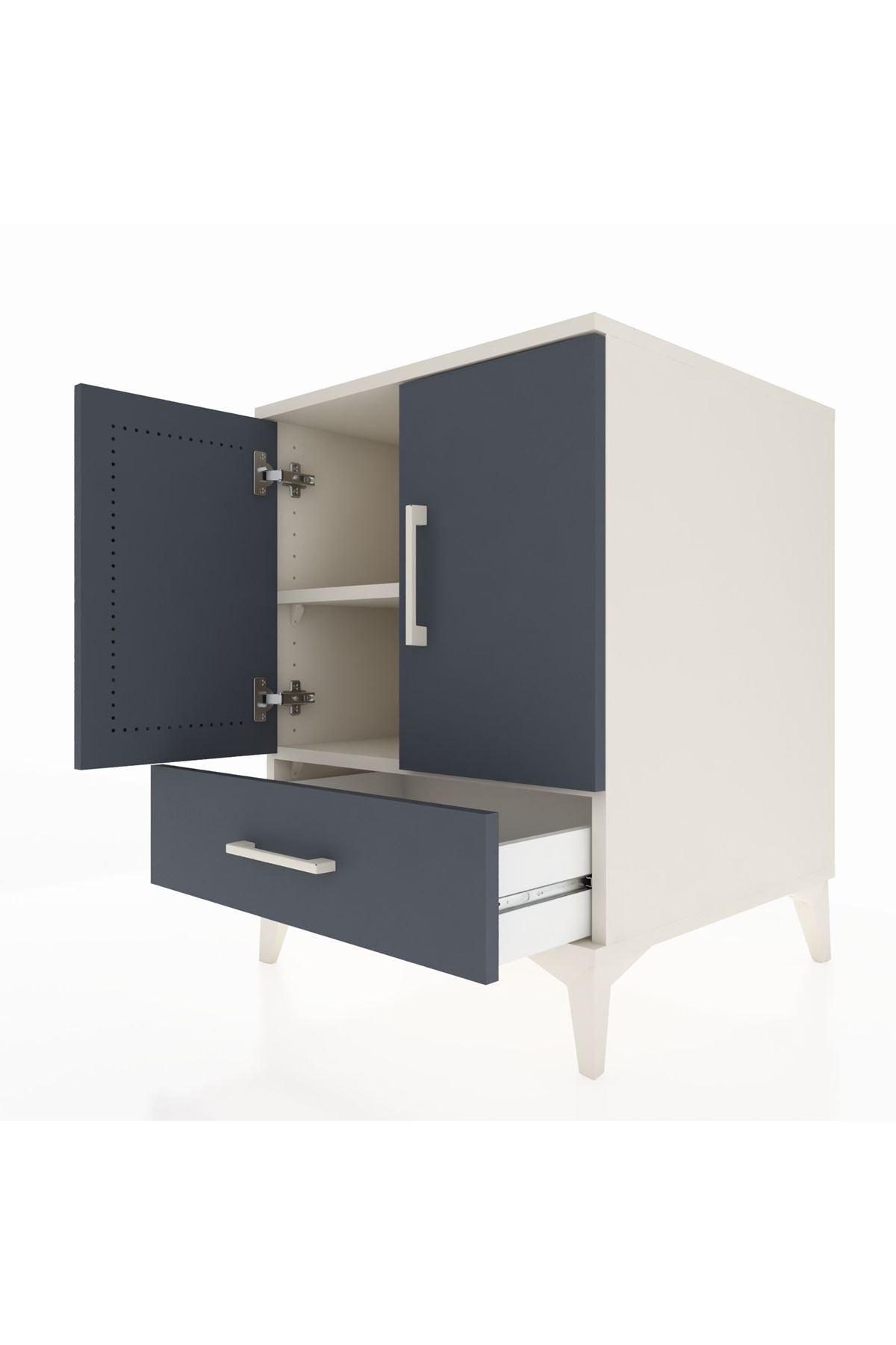 Kronos Komodin 2 Raflı Tek Çekmeceli 2 Kapaklı 60x59x80 Aytaşı-Antrasit