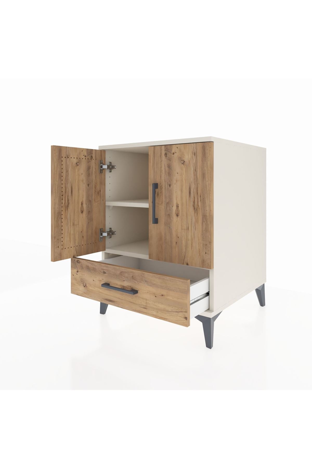 Kronos Komodin 2 Raflı Tek Çekmeceli 2 Kapaklı 60x59x80 Aytaşı-Çam