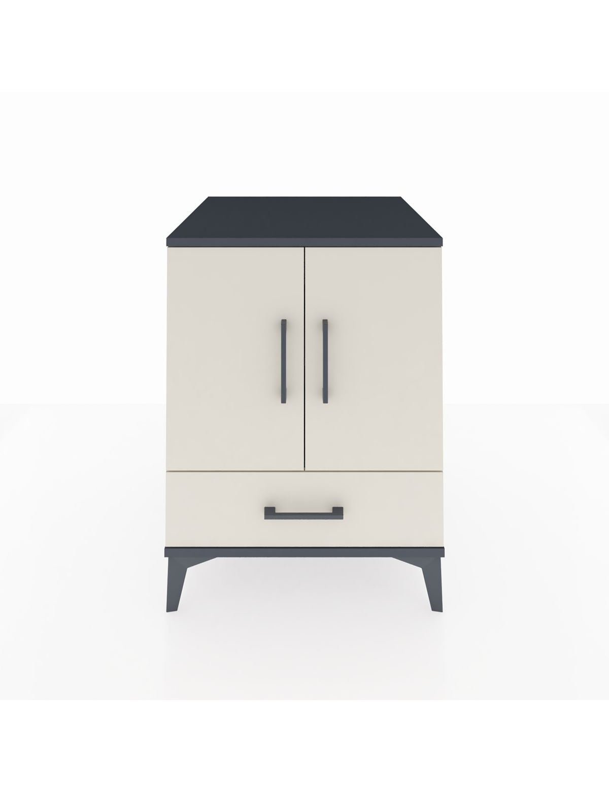 Kronos Komodin 2 Raflı Tek Çekmeceli 2 Kapaklı 60x59x80 Antrasit-Aytaşı